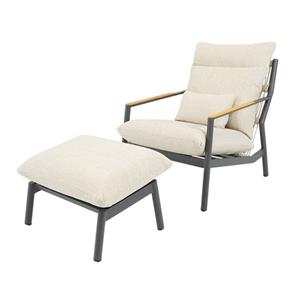 Relax Loungestoel Atalanta met Footstool Beige Dark Grey