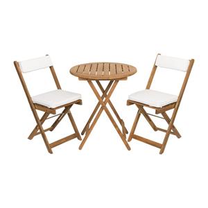 Xenos Tuinset Kreta met kussens - rond - set van 3 - bruin/beige