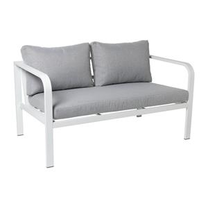 Xenos Tuinbank Tenerife met kussens - wit/grijs - 64x130x74 cm