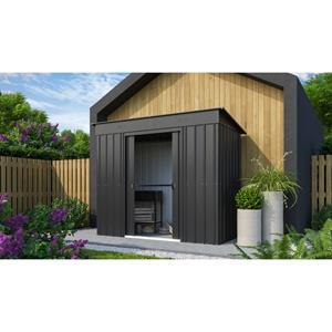 Globel Tuinhuis Skillion 84 - Plaatstaal - Antraciet - 242x124x197,5cm