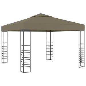 vidaXL Tuinpaviljoen met LED-lichtslinger 3x3 m taupe
