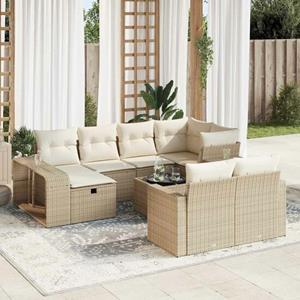 Meubelen-Online 11-delige Loungeset Limo met kussens poly rattan beige