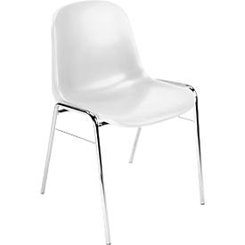 Kuipstoel Beta - stapelbaar - B 400 x D 420 x H 460 mm - bestand tegen desinfectiemiddelen- verchroomd onderstel - wit