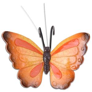 Pro Garden bloempothanger vlinder - oranje|rood- 13 x 10 cm