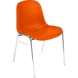 Kuipstoel Beta - stapelbaar - B 400 x D 420 x H 460 mm - bestand tegen desinfectiemiddelen- verchroomd onderstel - oranje