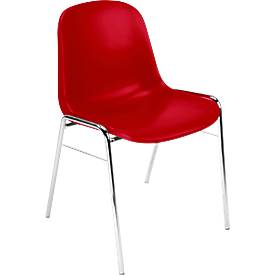 Kuipstoel Beta - stapelbaar - B 400 x D 420 x H 460 mm - bestand tegen desinfectiemiddelen- verchroomd onderstel - rood