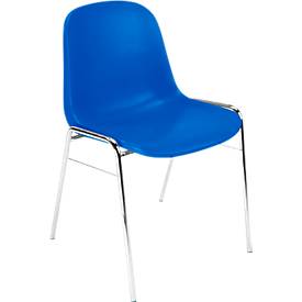 Kuipstoel Beta - stapelbaar - B 400 x D 420 x H 460 mm - bestand tegen desinfectiemiddelen- verchroomd onderstel - blauw