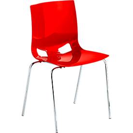 Stoel FONDO - kunststof - stapelbaar  - verchroomd frame - rood
