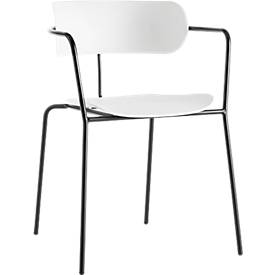 Stoel BISTRO, stalen buis/PP, B 535 x D 545 x H 760 mm, wit, set van 4