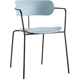 Stoel BISTRO, stalen buis/PP, B 535 x D 545 x H 760 mm, blauw, set van 4