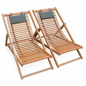 Sweeek  Set van twee houten strandstoelen