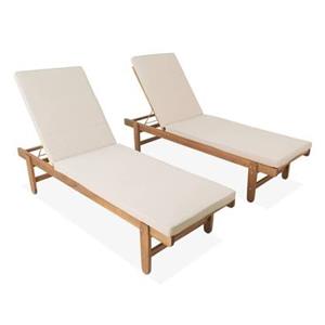 Sweeek  Houten ligstoel met meerdere standen en wielen (set van 2)