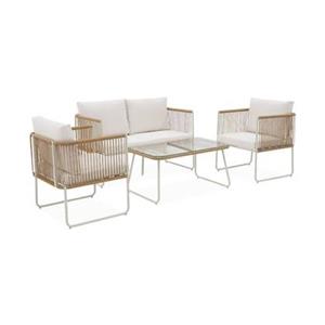 Sweeek  4-persoons loungeset van touw en gegalvaniseerd staal