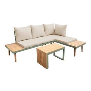 Sweeek  Modulaire tuinset in aluminium en acacia, 4 zitplaatsen
