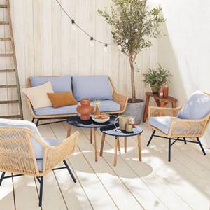 Sweeek  Lage wicker loungeset 4 plaatsen - Kuta