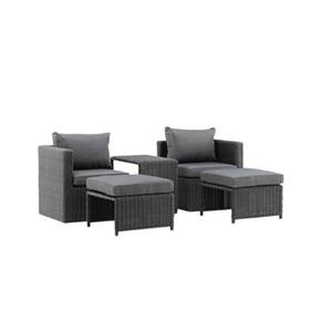 Fjôrd  Loungeset Zwart - Wicker - Quad