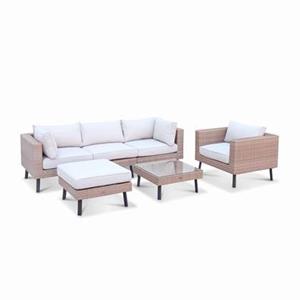 Sweeek  Loungeset plat wicker, 5 plaatsen