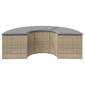 vidaXL Tuinvoetenbank met kussen poly rattan beige