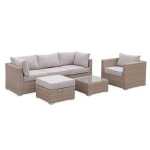 Sweeek  Loungeset 5 plaatsen, rond wicker