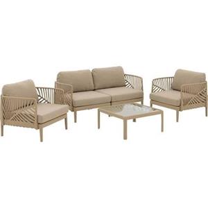 Goossens Loungeset Fazal, Bank met 2 fauteuils en tafel