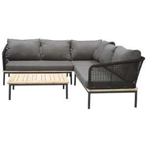 Fjôrd  Loungeset Zwart - Aluminium|Acaciahout - Andorra