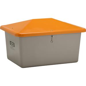 CEMO Strooigoedbak van glasvezelversterkte kunststof, inhoud 550 l, zonder uitschepopening, bak grijs