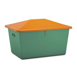 CEMO Strooigoedbak van glasvezelversterkte kunststof, inhoud 1100 l, zonder uitschepopening, bak groen