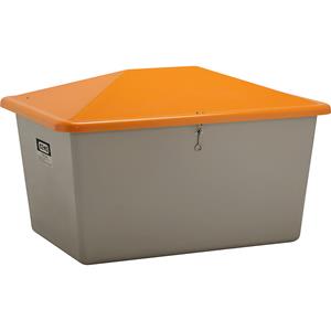 CEMO Strooigoedbak van glasvezelversterkte kunststof, inhoud 1100 l, zonder uitschepopening, bak grijs