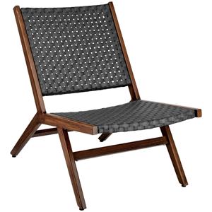 Vega Loungestoel Vara; 55.5x88x79.5 cm (BxDxH); zitting zwart, frame bruin; 2 stuk / verpakking