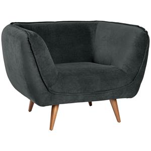 Vega Fauteuil Kelso ribstof, bruine poten; 110x88x76 cm (BxDxH); zitting antraciet, frame beuken