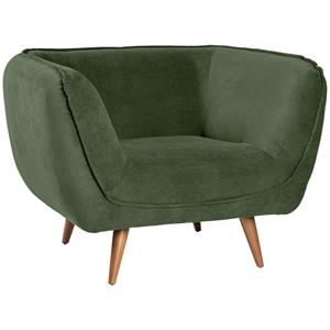 Vega Fauteuil Kelso ribstof, bruine poten; 110x88x76 cm (BxDxH); zitting groen, frame beuken