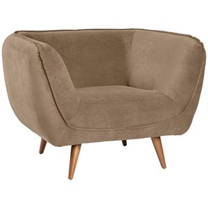 Vega Fauteuil Kelso ribstof, bruine poten; 110x88x76 cm (BxDxH); zitting taupe, frame beuken