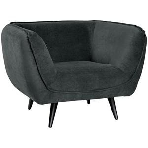 Vega Fauteuil Kelso ribstof, zwarte poten; 110x88x76 cm (BxDxH); zitting antraciet, frame zwart