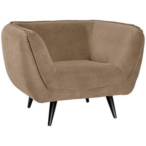 Vega Fauteuil Kelso ribstof, zwarte poten; 110x88x76 cm (BxDxH); zitting taupe, frame zwart