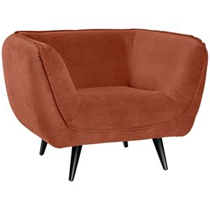 Vega Fauteuil Kelso ribstof, zwarte poten; 110x88x76 cm (BxDxH); zitting terracotta, frame zwart