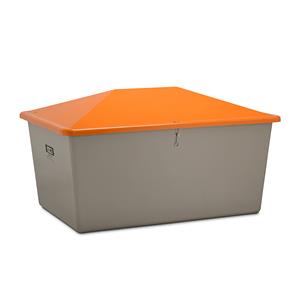 CEMO Strooigoedbak van glasvezelversterkte kunststof, inhoud 2200 l, zonder uitschepopening, bak grijs