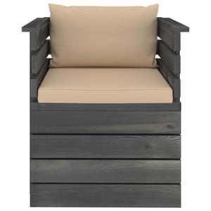 vidaXL Tuinfauteuil met kussens pallet grenenhout