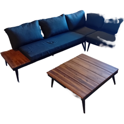 Yoi Silverstone loungeset black, acacia inclusief anthracite kussens - 
