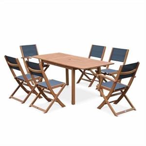 Sweeek  Uitschuifbare houten tuintafel, 6 stoelen