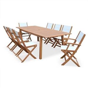 Sweeek  Uitschuifbare houten tuintafel, 8 stoelen