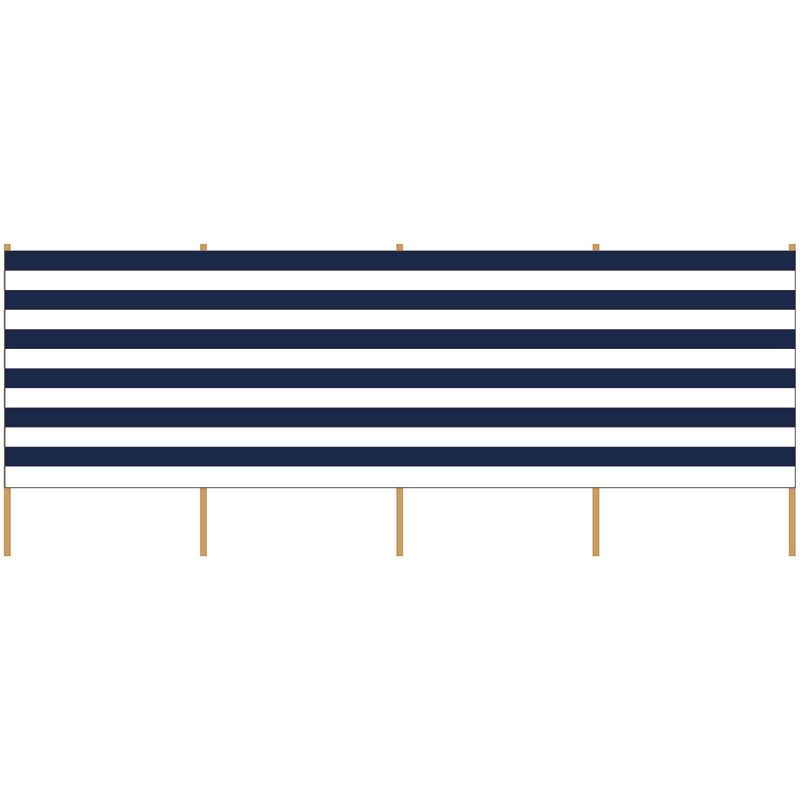 Gebro Strand/camping windscherm gestreept wit/blauw 4,65 x 1,50 meter -