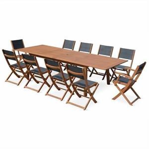 Sweeek  Uitschuifbare houten tuintafel, 10 stoelen