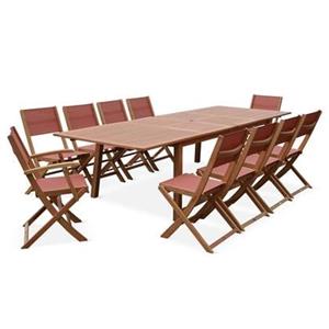 Sweeek  Uitschuifbare houten tuintafel, 10 stoelen