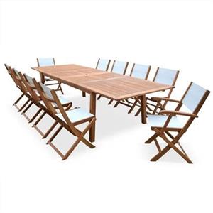 Sweeek  Uitschuifbare houten tuintafel, 10 stoelen