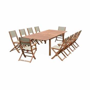 Sweeek  Uitschuifbare houten tuintafel, 10 stoelen
