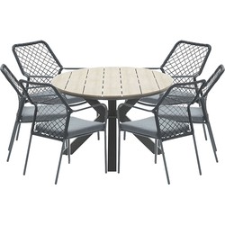 Garden Impressions Ross tuinset 7-delig zwart-light teak look