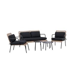 Fjôrd  Tuinset Naturel|Zwart - Wicker|Staal - Paola