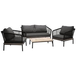 Fjôrd  Tuinset Zwart - Aluminium|Acaciahout - Andorra