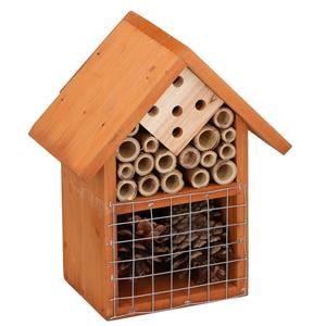 Lifetime Garden Insectenhotel - oranje - 16 x 19 cm - Bijenhuis - hout -