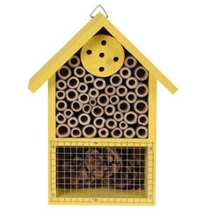 Merkloos Geel insectenhotel huisje 20 cm -